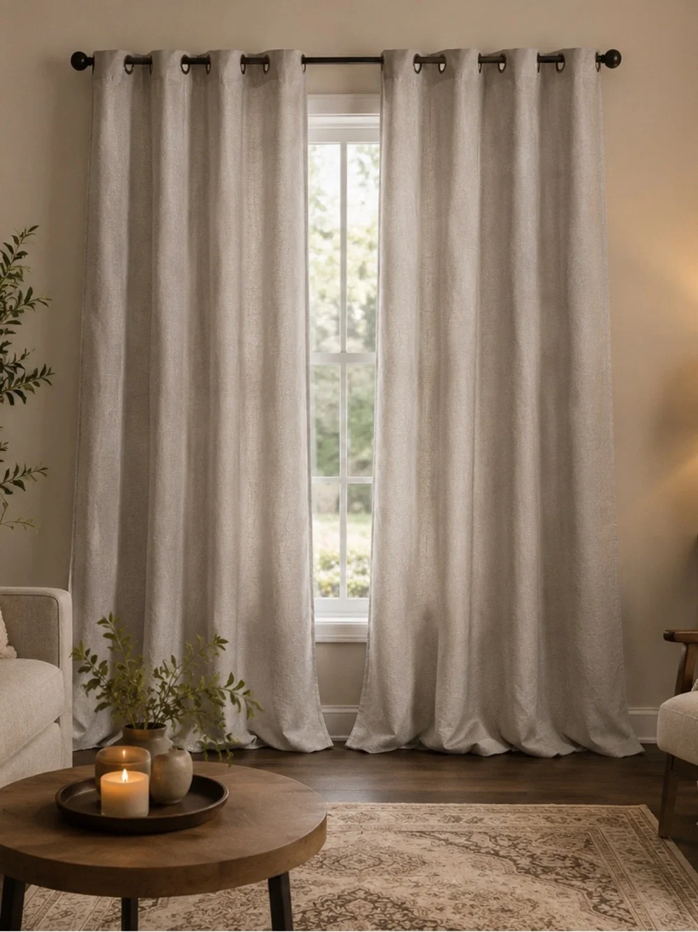 Neutral Textured Blackout Drapery Panels - Light Gray 52 X 96. Set of 2